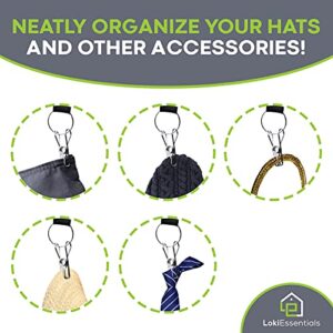 LokiEssentials Hat Rack for Baseball Caps, Hanging Hat Organizer Display Holder, Clip Hanger Hat Holder for Closet, Winter Hat Storage Ideas, Baseball Hat & Ball Cap Organizer, Golf Hat Racks (2 Pack)