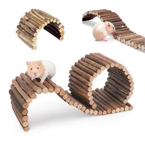 pinvnby hamster suspension bridge ladder rodents natural wooden arch bendable bridge chew toy long climbing ladder for hamster guinea chipmunk pig and other small animals (2 kinds length)