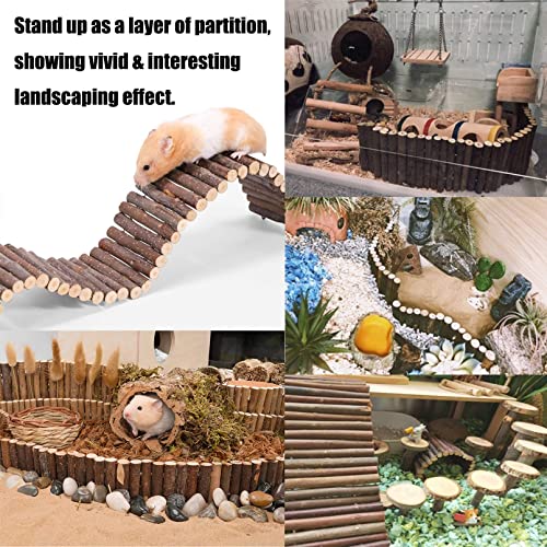 PINVNBY Hamster Suspension Bridge Ladder Rodents Natural Wooden Arch Bendable Bridge Chew Toy Long Climbing Ladder for Hamster Guinea Chipmunk Pig and Other Small Animals (2 Kinds Length)