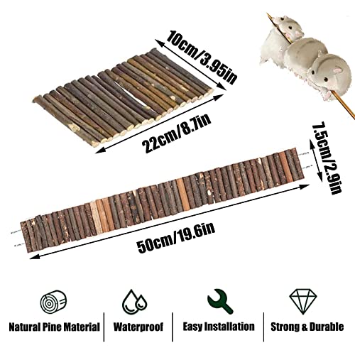 PINVNBY Hamster Suspension Bridge Ladder Rodents Natural Wooden Arch Bendable Bridge Chew Toy Long Climbing Ladder for Hamster Guinea Chipmunk Pig and Other Small Animals (2 Kinds Length)