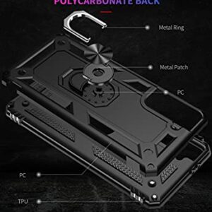 Samsung Galaxy S21 FE 5G Case with HD Screen Protectors, Androgate Military-Grade Metal Ring Holder Kickstand 15ft Drop Tested Shockproof Cover Case for Samsung Galaxy S21 FE Black