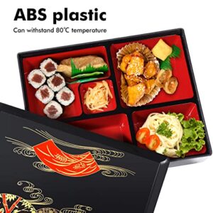 DOITOOL Japanese Bento Box Traditional Bento Box Japanese Sushi Tray Lunch Box Plastic Snack Serving Tray with Lid for Home Restaurant