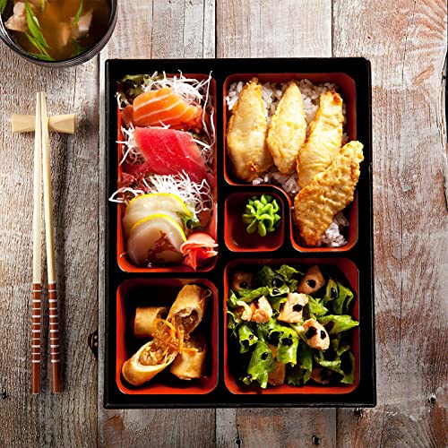 DOITOOL Japanese Bento Box Traditional Bento Box Japanese Sushi Tray Lunch Box Plastic Snack Serving Tray with Lid for Home Restaurant