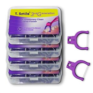 t.smile evolutionary clean dental flossers, kit of refills plus long handle (200 t-tension refills)