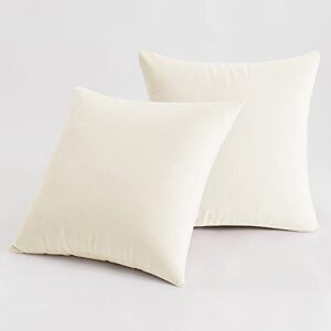 Comvi Cream Throw Pillows for Couch - Decorative Pillows, Inserts & Covers Set of 4 (2 Pillow Covers 18x18 + 2 Pillow Inserts 20x20)- Couch Pillows for Living Room - Velvet Sofa Pillows & Cushions