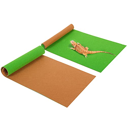 REPTI ZOO Reversible Reptile Carpet Pack of 2PCS, Terrarium Substrate Bedding Liner (17 in X 35 in) for 10/20/30/40 Gallon Tanks, Both Sides Usable Reptile Floor Mat