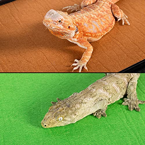 REPTI ZOO Reversible Reptile Carpet Pack of 2PCS, Terrarium Substrate Bedding Liner (17 in X 35 in) for 10/20/30/40 Gallon Tanks, Both Sides Usable Reptile Floor Mat