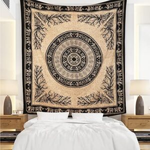 artisans village tapestry wall hanging - indian dorm decor for living room, bedroom - mandala tapestries, wall art, hippie wall hanging, bohemian bedspread, nature landscape