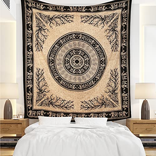 ARTISANS VILLAGE Tapestry Wall Hanging - Indian Dorm Decor for Living Room, Bedroom - Mandala Tapestries, Wall Art, Hippie Wall Hanging, Bohemian Bedspread, Nature Landscape