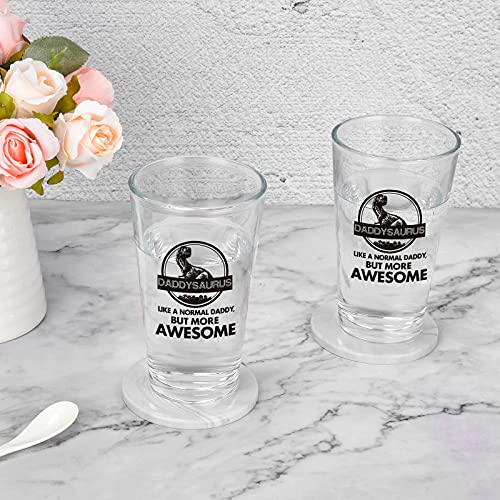 Dad Beer Glass, Daddysaurus Like A Normal Daddy But More Awesome Funny Beer Pint Glass 15Oz - Father’s Day Gifts for Dad New Dad Papa Husband from Daughter Son Wife, Unique Birthday Christmas Gift