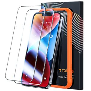 torras diamond shield for iphone 13 pro screen protector, iphone 14, iphone 13 screen protector tempered glass with strengthened edge 9h hardness [full coverage] anti-fingerprints 2-pack, 6.1"