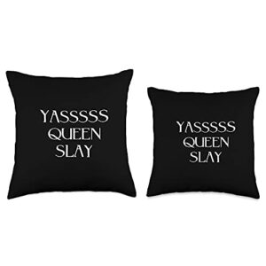 KMD Trendy Designs Yasssss Queen Slay Cute Funny Trendy Design Throw Pillow, 18x18, Multicolor