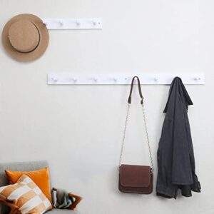 WEBI Coat Rack Wall Mounted Long,34'' Clothes Rack Wall Coat Hanger,Wood Coat Hooks Wall Mounted,Hat Rack for Wall,Peg Rack,8 Hooks for Hanging Coats,Clothing,Jacket,White