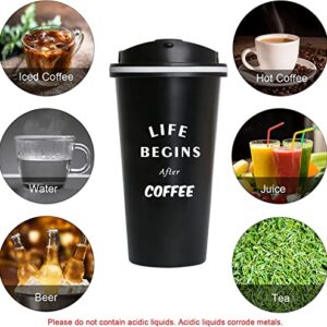 Leobena Vacuum Insulated Double-walled Coffee Tumbler, Vacuum Stainless Steel Coffee Mug with Leak-proof Lid, Water bottle for Cold and Hot Drinks(Black)