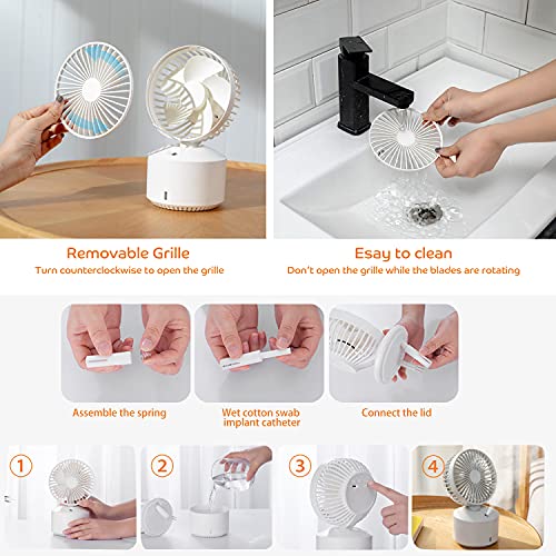 Portable Small Quiet Personal Fan Misting Mini Spray Desk Fan USB Rechargeable Battery-Operated Handheld Fan for Travel Home, Office, Classroom, Outdoor, Mother's Day Gifts