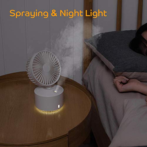 Portable Small Quiet Personal Fan Misting Mini Spray Desk Fan USB Rechargeable Battery-Operated Handheld Fan for Travel Home, Office, Classroom, Outdoor, Mother's Day Gifts