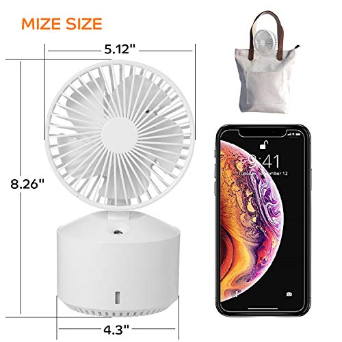 Portable Small Quiet Personal Fan Misting Mini Spray Desk Fan USB Rechargeable Battery-Operated Handheld Fan for Travel Home, Office, Classroom, Outdoor, Mother's Day Gifts