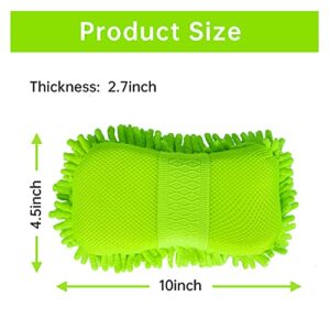 4 Pack Car Wash Mitt, BELPAIR Microfiber Sponge Cleaning Mitten for Window Cleaner, Non Scratch Sponges Auto Supplies Duster Kit Premium Washing Scrub Foam for Care Tools Foaming Cleaner (Green)