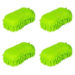 4 pack car wash mitt, belpair microfiber sponge cleaning mitten for window cleaner, non scratch sponges auto supplies duster kit premium washing scrub foam for care tools foaming cleaner (green)