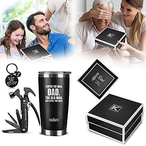 Birthday Gifts For Dad From Daughter, Son, Kids - Father Day Gifts Box Basket Who have Everything For Dad, Husband, Men Best Christmas Package Idea 20Oz Tumbler All in One Hammer Multitool Set