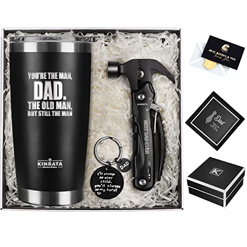 Birthday Gifts For Dad From Daughter, Son, Kids - Father Day Gifts Box Basket Who have Everything For Dad, Husband, Men Best Christmas Package Idea 20Oz Tumbler All in One Hammer Multitool Set