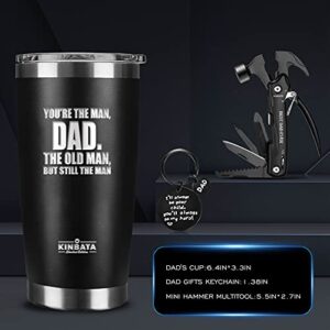 Birthday Gifts For Dad From Daughter, Son, Kids - Father Day Gifts Box Basket Who have Everything For Dad, Husband, Men Best Christmas Package Idea 20Oz Tumbler All in One Hammer Multitool Set