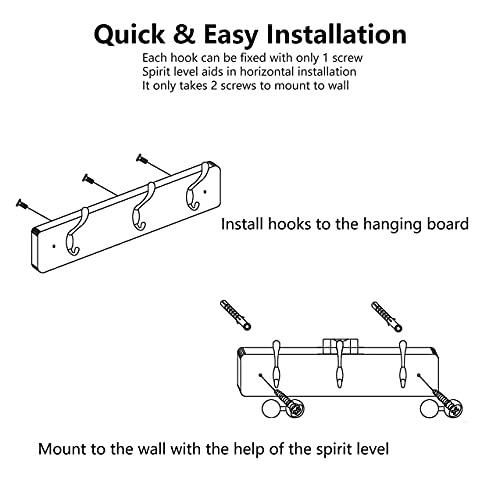Coat Rack Wall Mount(2 Pack), Rustic Coat Hanger with 3 Hooks (15.6"L), Sturdy Hat Rack for Wall Hanging Coat Hat Key Mask Sunglasses Towel Cup, for Entryway Closet Bathroom Kitchen, White