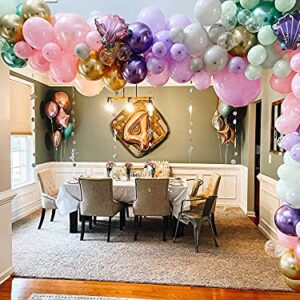 GIHOO 150pcs Mermaid Tail Balloon Garland Arch Kit, Mermaid Theme Girl Birthday Party Decorations Under the Sea Mermaid Balloons Baby Shower Party Supplies