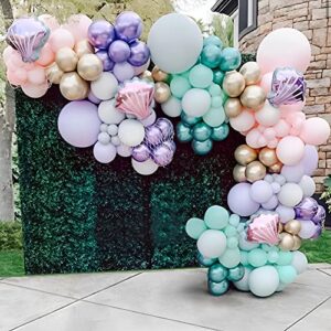 gihoo 150pcs mermaid tail balloon garland arch kit, mermaid theme girl birthday party decorations under the sea mermaid balloons baby shower party supplies