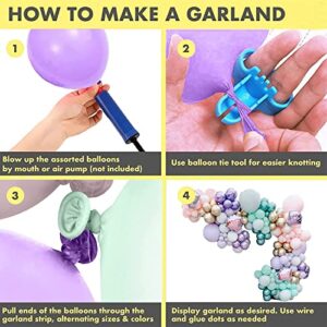 GIHOO 150pcs Mermaid Tail Balloon Garland Arch Kit, Mermaid Theme Girl Birthday Party Decorations Under the Sea Mermaid Balloons Baby Shower Party Supplies