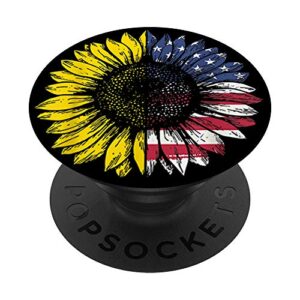 cute sunflower american flag patriotic flower phone knob popsockets popgrip: swappable grip for phones & tablets