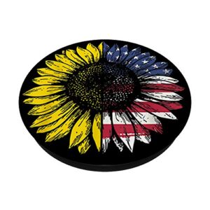 Cute Sunflower American Flag Patriotic Flower Phone Knob PopSockets PopGrip: Swappable Grip for Phones & Tablets