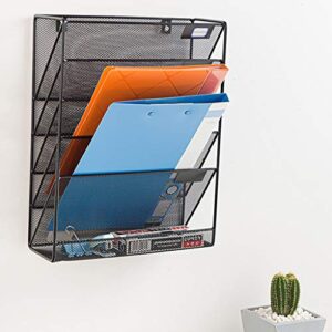 Storage Newspaper Baskets Magazine Rack Wall-Mounted Multifunctional Desktop File Rack Metal Multi-Layer Folder Box Office Supplies (Color : Black, Size : 321041cm)