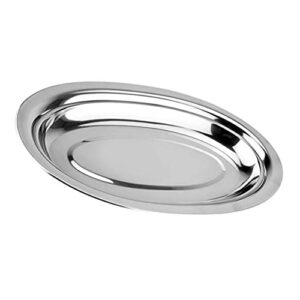 doitool stainless oval food platter steel plate oval fish dish steak plate metal serving platter snack storage platter for home kitchen oval food serving plate 40cm steaming fish plate