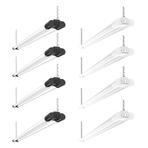 BBOUNDER 8 Pack Linkable LED Utility Shop Light, 4 FT, 4000 LM, 48 Inch Integrated Fixture for Garage, 40W Equivalent 250W, 5000K Daylight, Surface + Suspension Mount