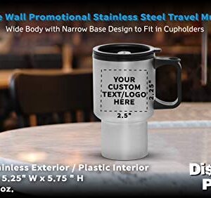 Personalized 14oz Travel Mugs Stainless Steel - 10 Pack - Custom Text, Logo - Stainless Steel