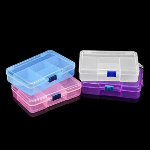 AGCFABS Transparency 5 Grids Plastic Storage Box Jewelry Display Beads Earring Case Organizer DIY Jewelry Accessories Storage Supplies (White-Blue)