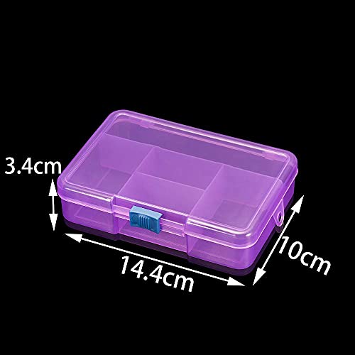 AGCFABS Transparency 5 Grids Plastic Storage Box Jewelry Display Beads Earring Case Organizer DIY Jewelry Accessories Storage Supplies (White-Blue)