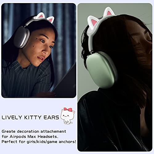 WQNIDE Headband Cover for AirPods Max, Cute cat Ears Design Soft Silicone Headphone Headband Protectors/Comfort Cushion/Top Pad Protector Sleeve Compatible with Apple AirPods Max (White)
