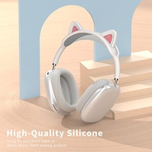 WQNIDE Headband Cover for AirPods Max, Cute cat Ears Design Soft Silicone Headphone Headband Protectors/Comfort Cushion/Top Pad Protector Sleeve Compatible with Apple AirPods Max (White)