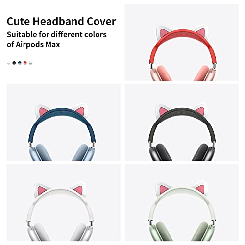 WQNIDE Headband Cover for AirPods Max, Cute cat Ears Design Soft Silicone Headphone Headband Protectors/Comfort Cushion/Top Pad Protector Sleeve Compatible with Apple AirPods Max (White)