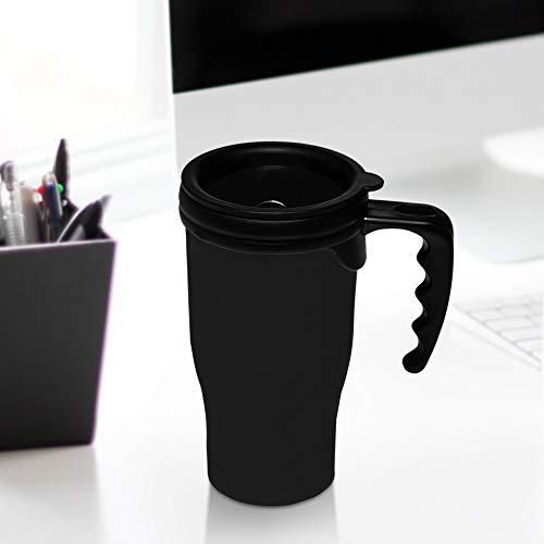 DISCOUNT PROMOS 14 oz. Insulated Plastic Travel Mugs - 10 pack - Black