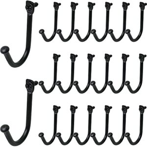 lrong 20pcs single hole simple iron hooks wall door key coat bag hanger hook with mounting screws, black