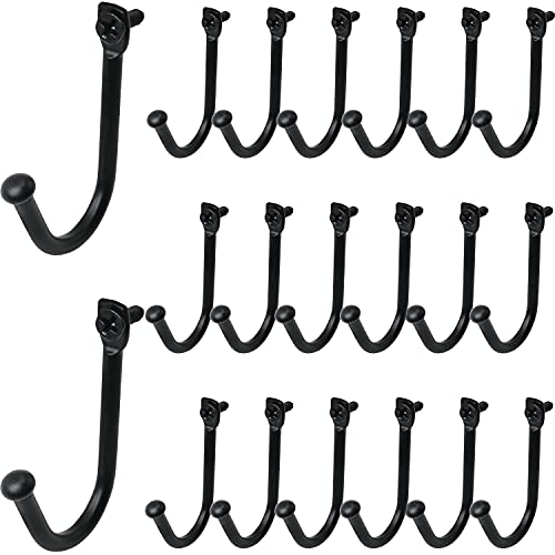 LRONG 20pcs Single Hole Simple Iron Hooks Wall Door Key Coat Bag Hanger Hook with Mounting Screws, Black