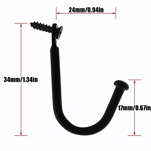 LRONG 20pcs Single Hole Simple Iron Hooks Wall Door Key Coat Bag Hanger Hook with Mounting Screws, Black