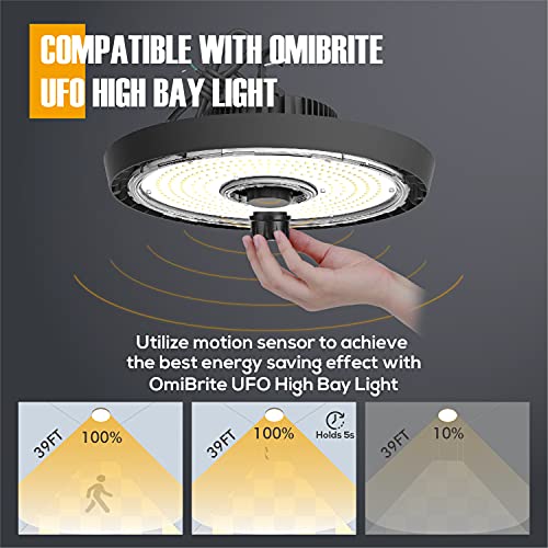 Motion Sensor for LED UFO High Bay Light, Zhaga 4 Pin Sensor, Suitable for Warehouse, Storage, Shop, Detection Range 39ft, Works with 100W/150W/200W/240W OmiBrite LED UFO High Bay Light