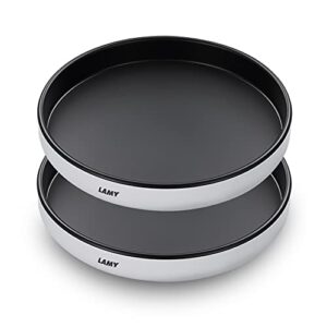 lamy lazy susan organizer kitchen organization, 2 pack 10 inch lazy susan turntable for cabinet, pantry, refrigerator and table, black