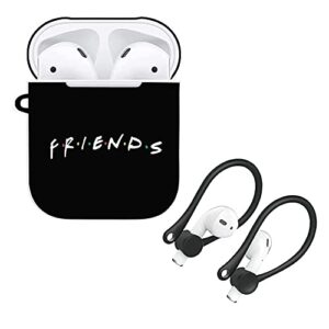 jaustee friends_tv_show airpods case, shockproof protective soft cute skin case cover for airpods 1st2nd accessories compatible with apple airpods for digital product enthusiasts (black)