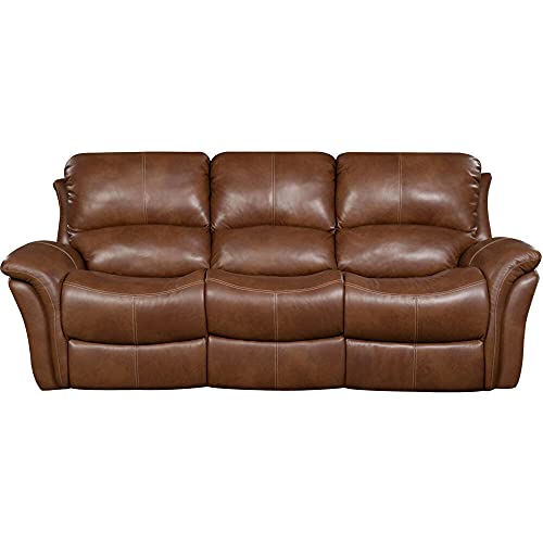 Hanover Yellowstone 100% Leather Double-Reclining 3-Seater Sofa, HUM002SF-GB, 42.000, Brown, Golden