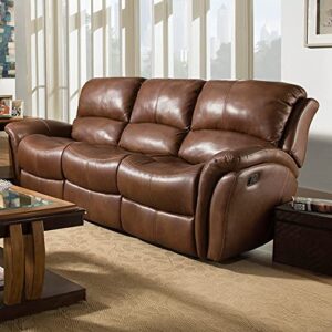 Hanover Yellowstone 100% Leather Double-Reclining 3-Seater Sofa, HUM002SF-GB, 42.000, Brown, Golden